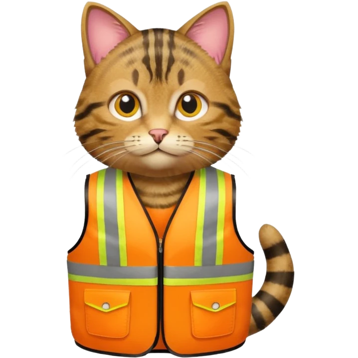 tabby cat in hi-vis clothing facing right emoji