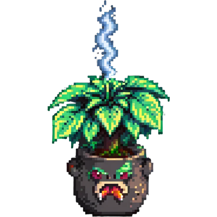 angry plant smoking in a pot emoji
