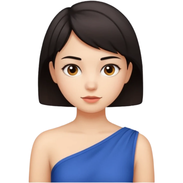 A girl with a short dark hair wearing a up shoulder top emoji