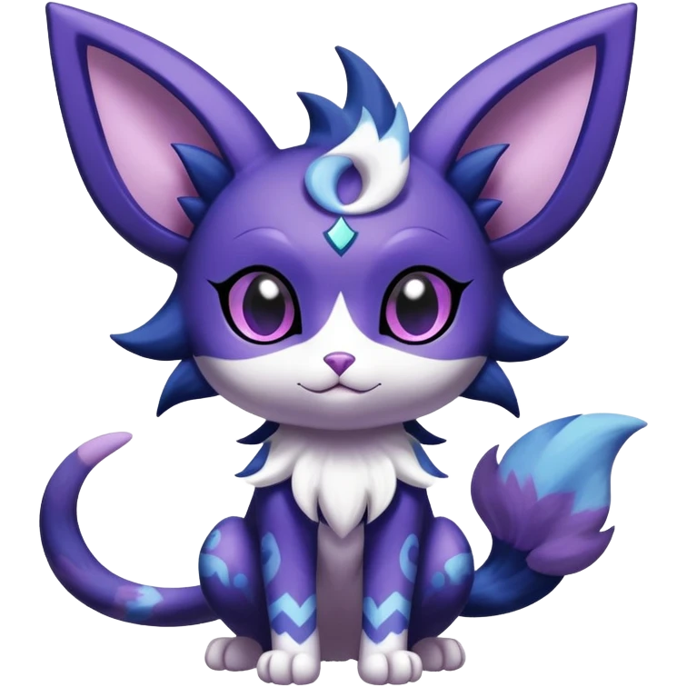 Shiny Cute Adorable Espeon-Litten-Noibat-Meowstic-Hybrid-Creature with pattern-markings emoji