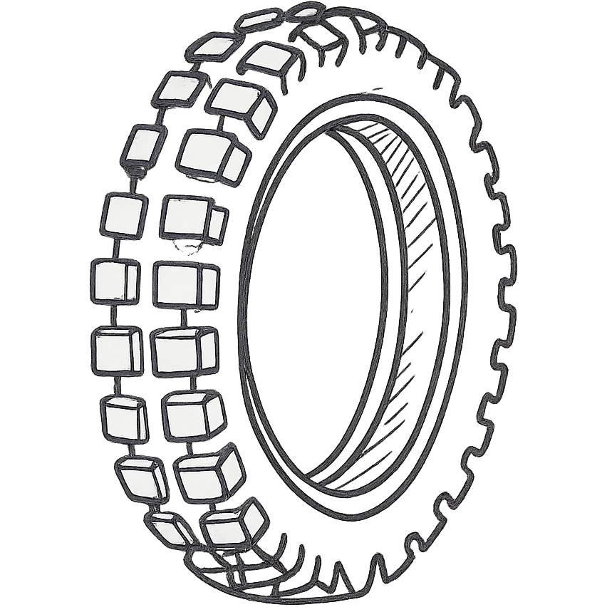enduro motorcycle tires, hand drawn, black outline, no fill emoji