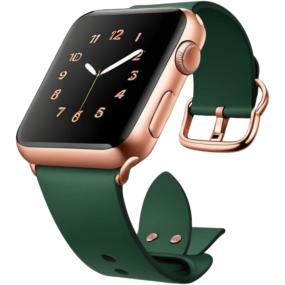 rose gold apple watch with forest green band emoji