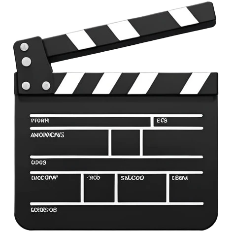 super minimalist clapperboard, clean lines, basic geometric shapes only, monochromatic design emoji