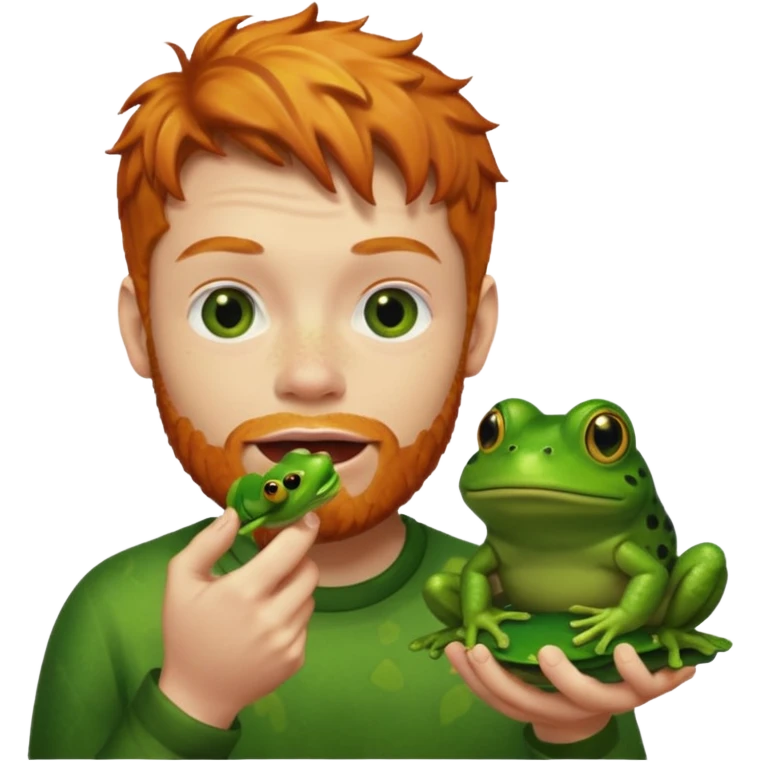 Ginger man eating frog emoji