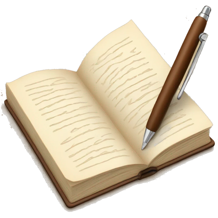 brown book open and writing pen emoji