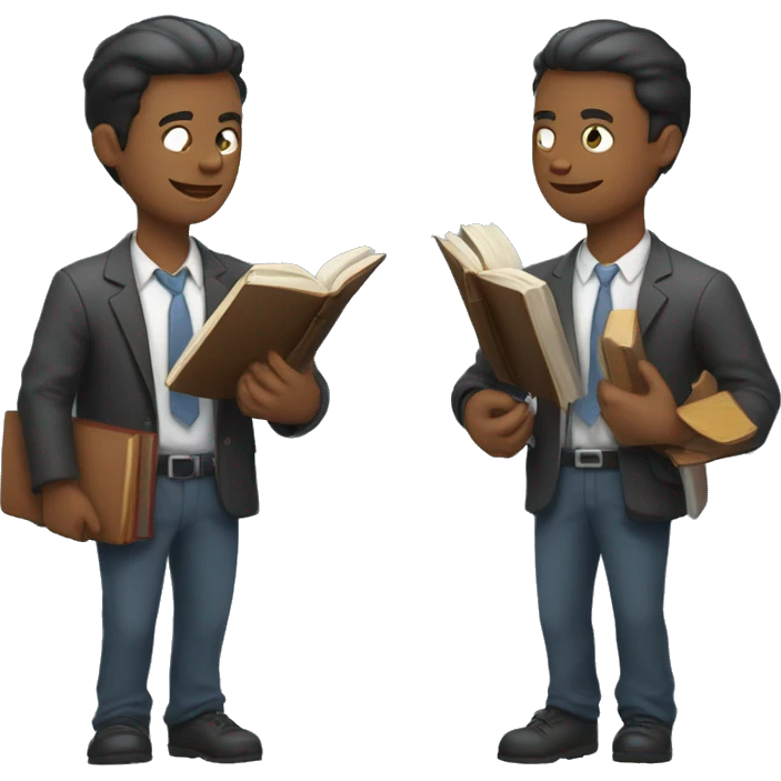 a man holds a phone in one hand and a book in the other emoji