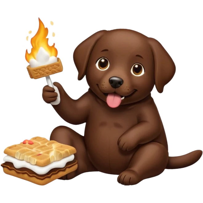 Chocolate lab eating a smore emoji