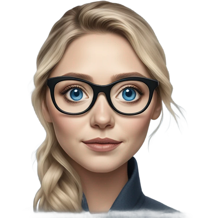 Hyper Realistic Elizabeth Olsen blue eyes wearing glasses  emoji