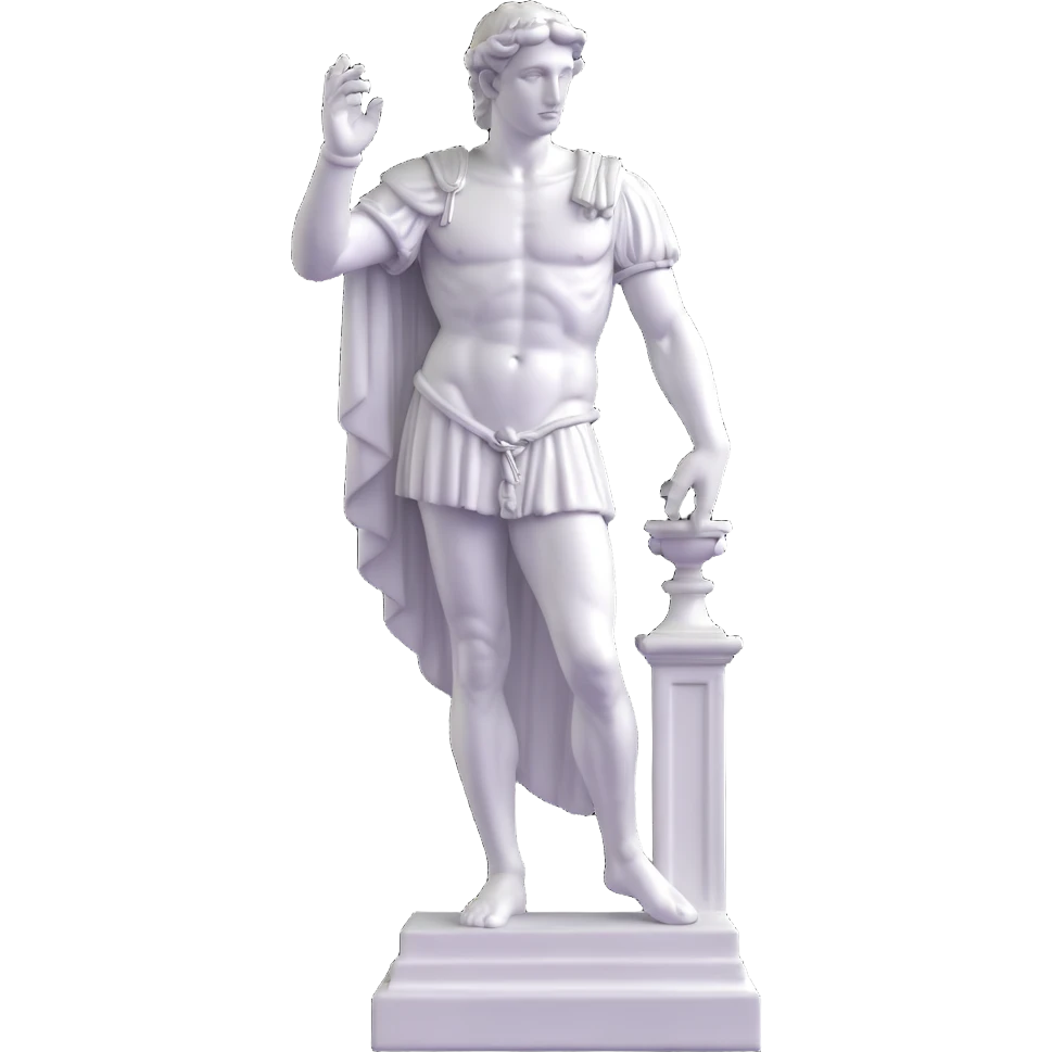 Full view of Michelangelo's David statue, Renaissance masterpiece, artistic stylized representation of the biblical hero emoji