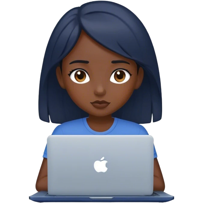 dark-haired girl at a dark blue laptop emoji