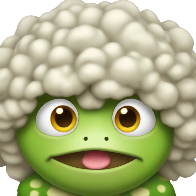 Toad with white curly hair emoji