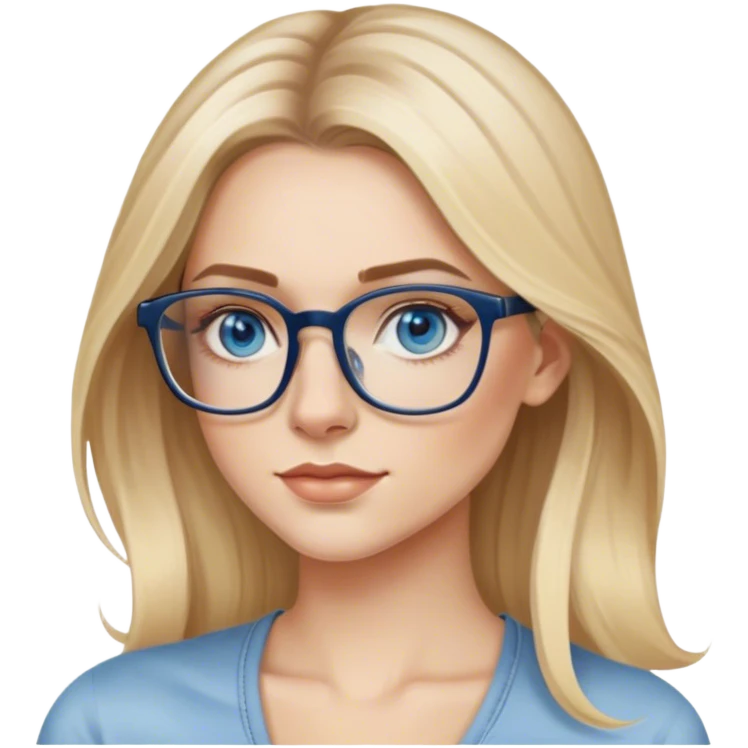 Hyper Realistic glamourous model, pale woman, long blonde balayage hair, blue eyes and glasses, shoulder tattoo  emoji