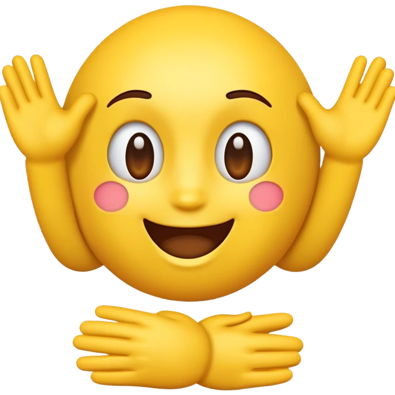 a yellow emoji face with open hands shaking emoji