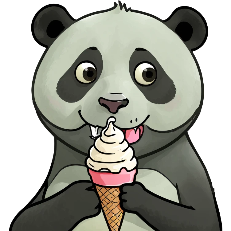 Panda eating ice cream emoji