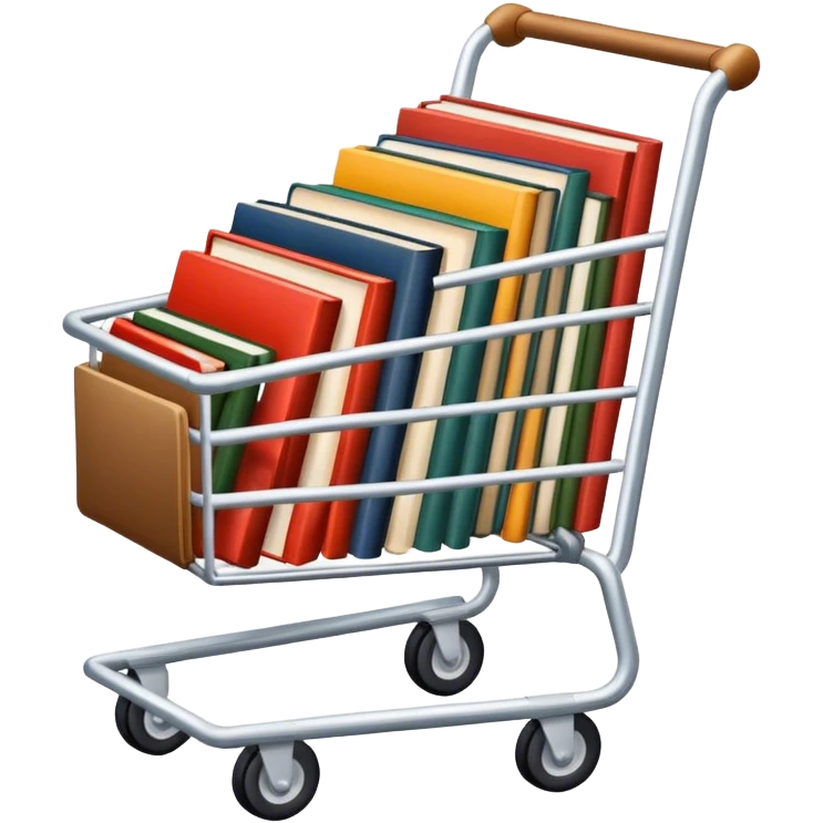 Presenting cart with books emoji