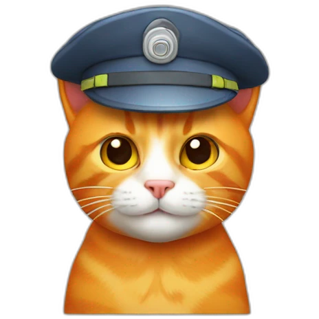 orange cat with engineer cap emoji