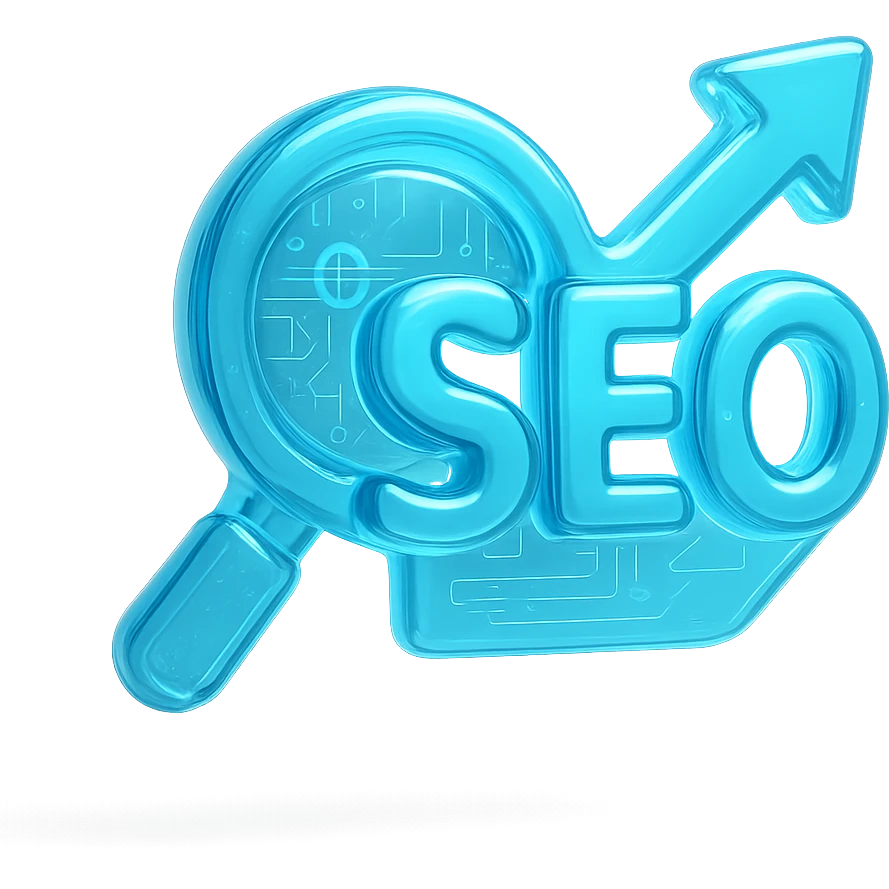 SEO Optimization Icon, cyan blue emoji