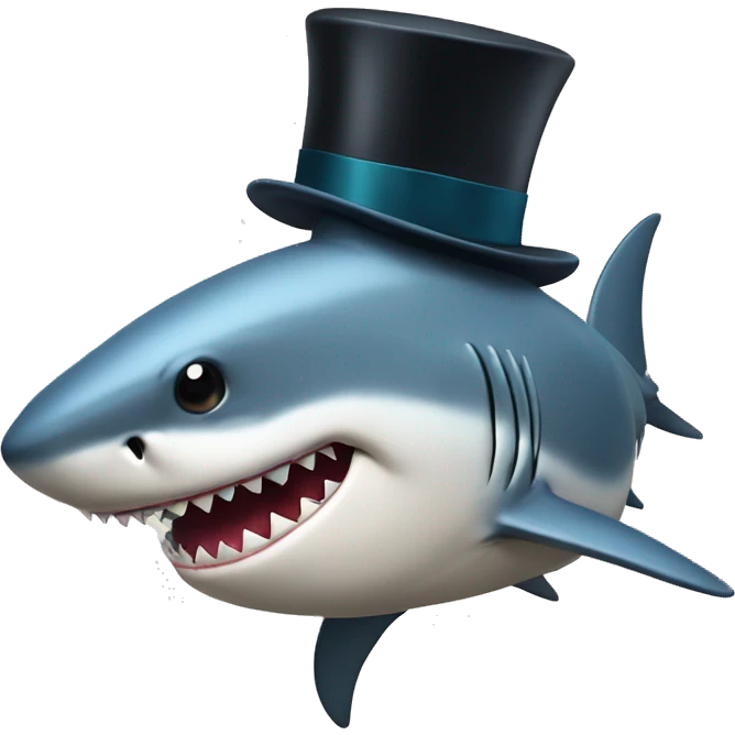 Shark with a top hat emoji