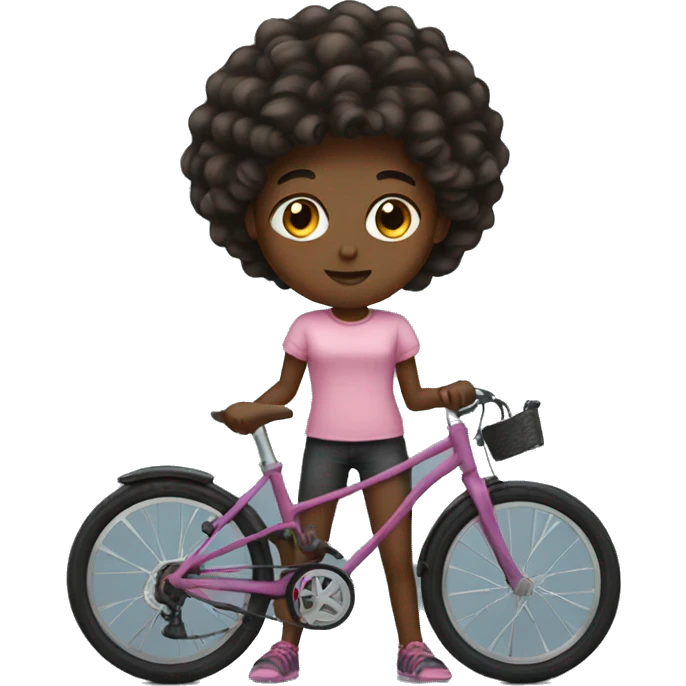 girl hair dark with bike emoji