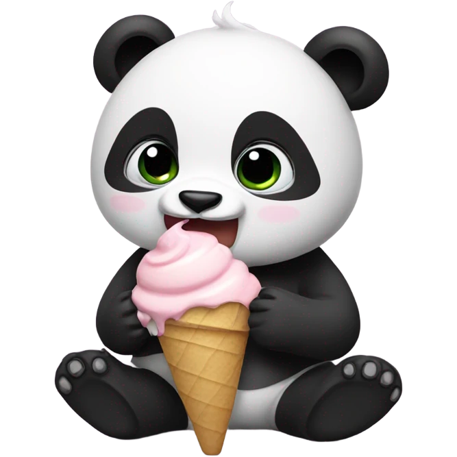 Panda eating ice cream emoji
