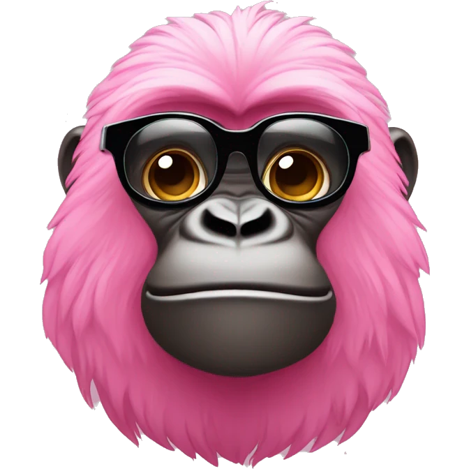 Cara de gorila rosa con lentes de sol sacando la lengua emoji