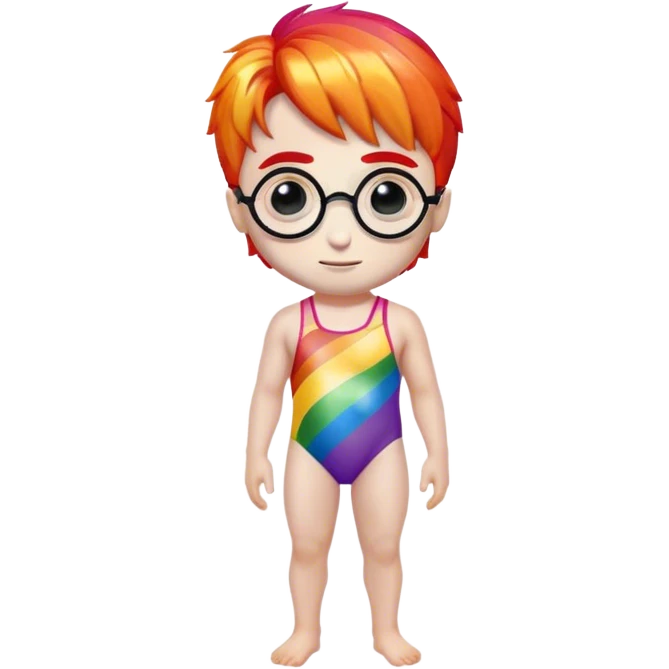 Harry potter with rainbow skin and wearing a swimsuit emoji
