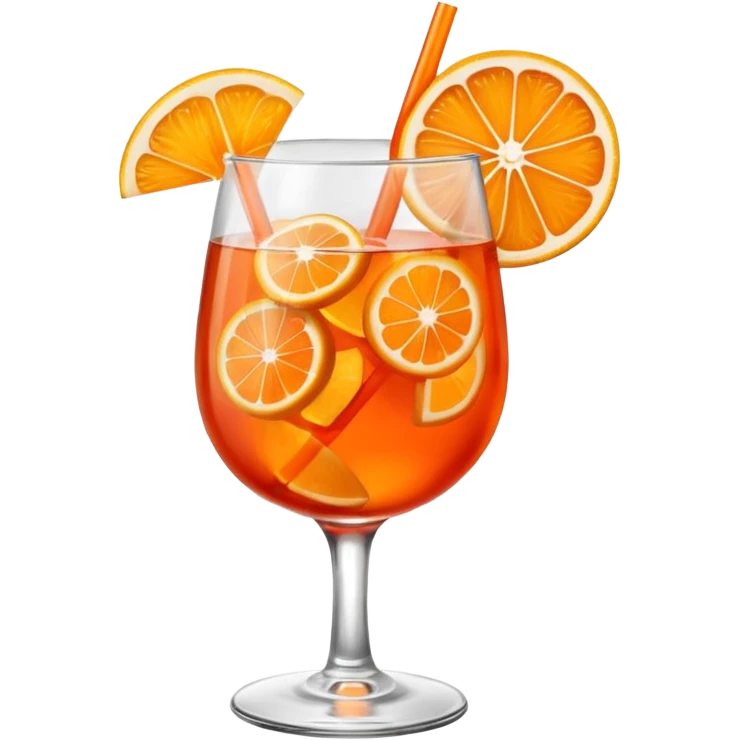 Mach mir einen Aperol in Emoji Stil - eine Orangenscheibe im Glas und ein Strohhalm - keine Deko  emoji