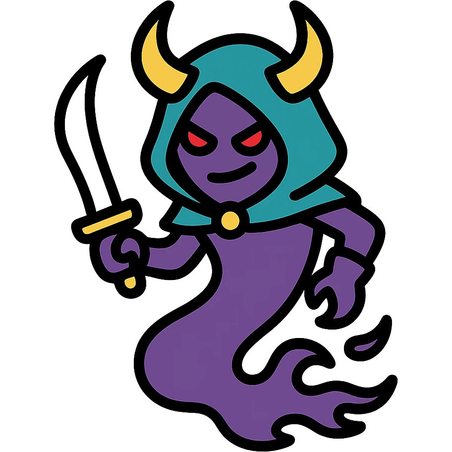 shadow demon rogue, wispy form, sinister, fantasy character, color outline icon style emoji