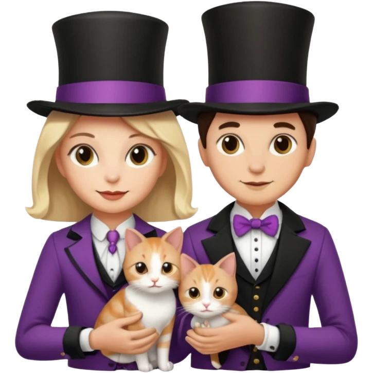 magician couple and their pet cat emoji