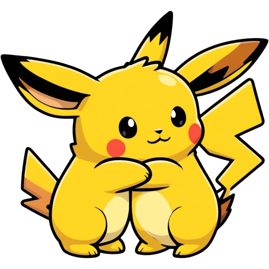 Evee and Pikachu hugging each other  emoji