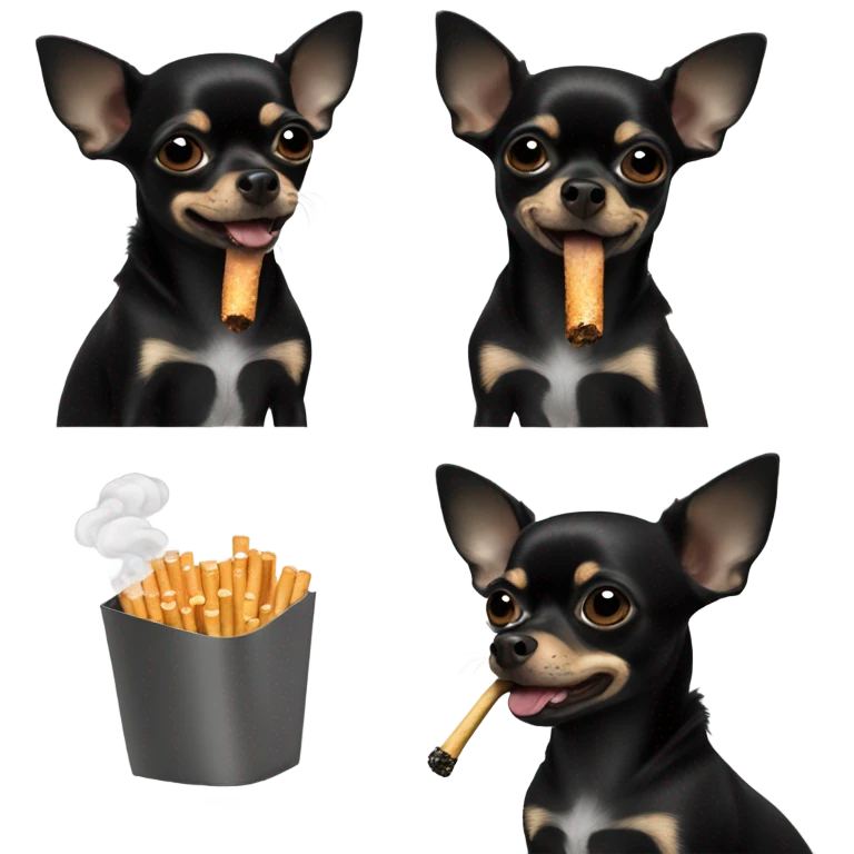 Black chihuahua smoking cigarette emoji