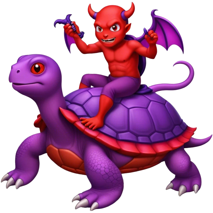 A devil riding a purple turtle emoji