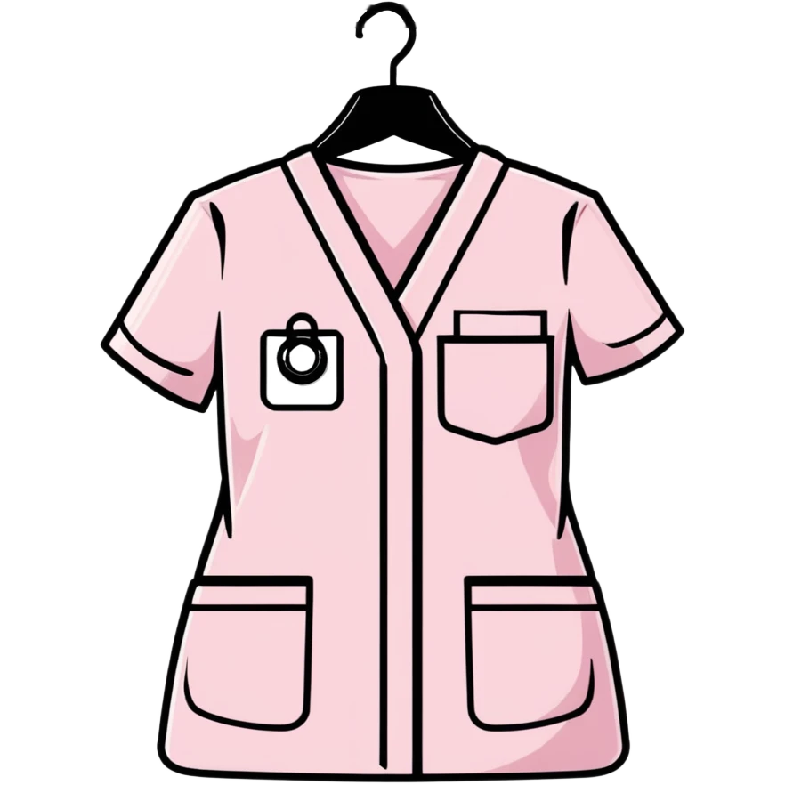 light pink medical scrubs uniform hanging on rack without any person emoji