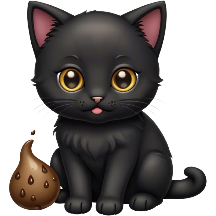Black kitten with poo emoji