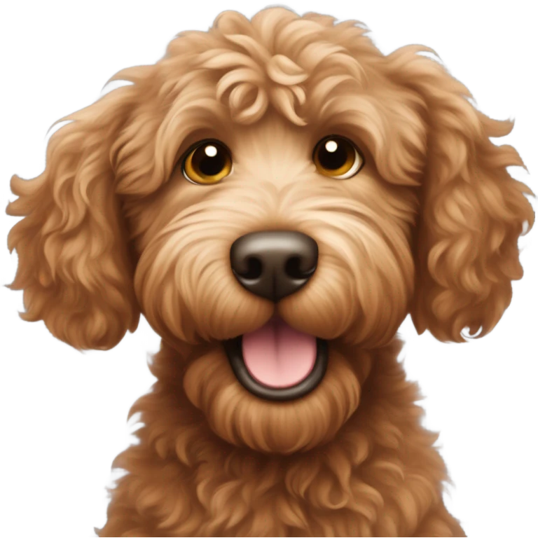 The red-haired labradoodle waves his paw like hello emoji