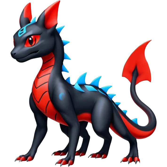 Guilmon-Salandit-Umbreon-Fakémon-hybrid-creature (full body)  emoji