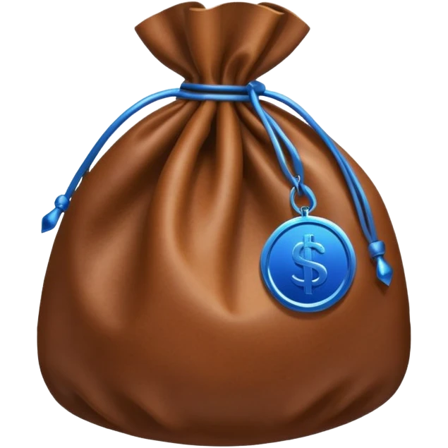 brown money bag with a blue coin  emoji