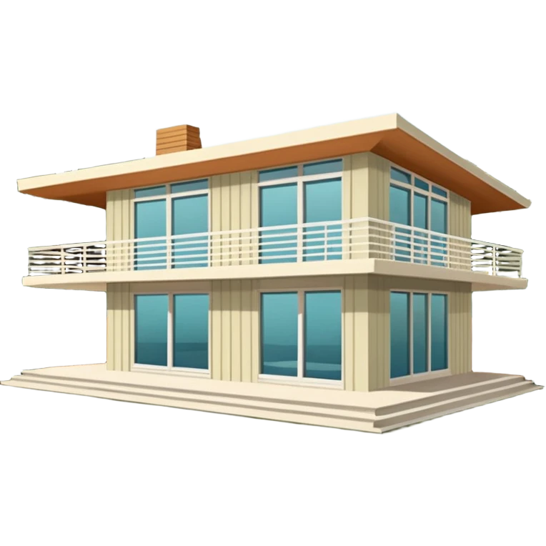 midcentury modern house with 1000 sqft and all windows and a sliding windows on corner. With overhanging shade and slats. emoji