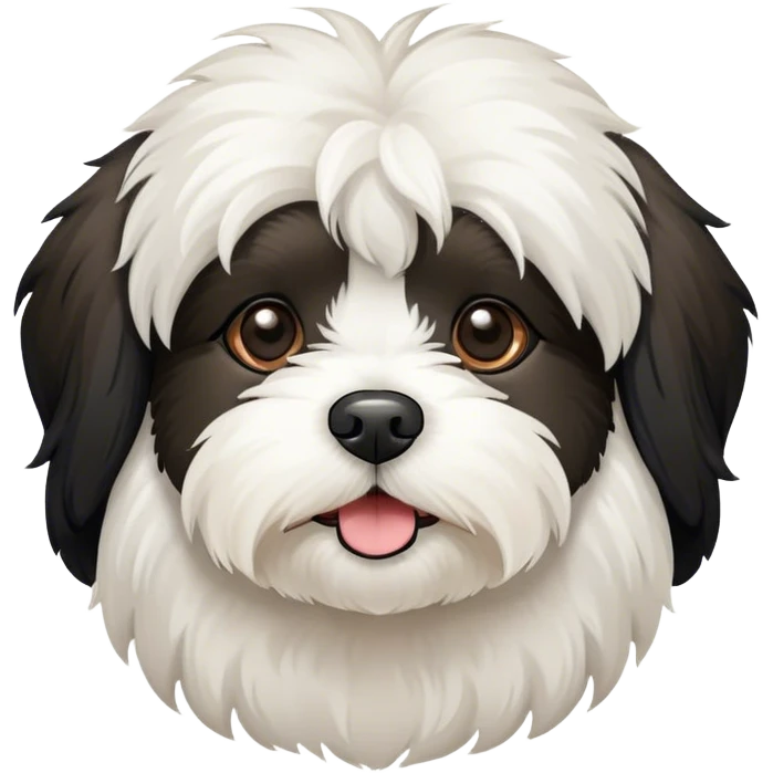Havanese dog with black ear with white face emoji