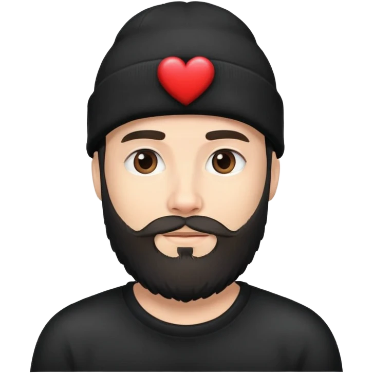 barbu avec un bonnet noir avec un coeur  emoji