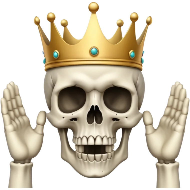 shocked skull with crown, hands raised pressing on head in disbelief emoji