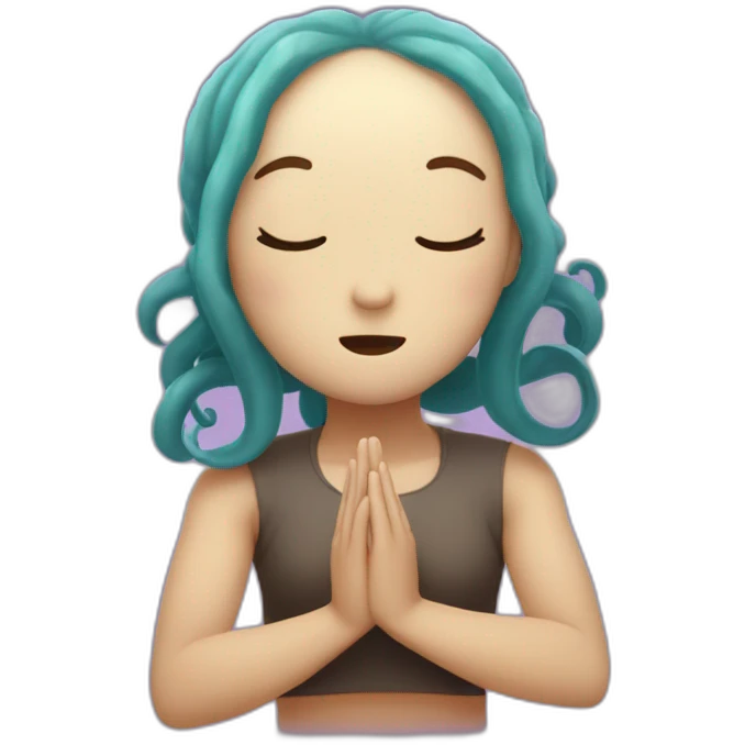 Cute kraken cute face eyes closed making yoga emoji