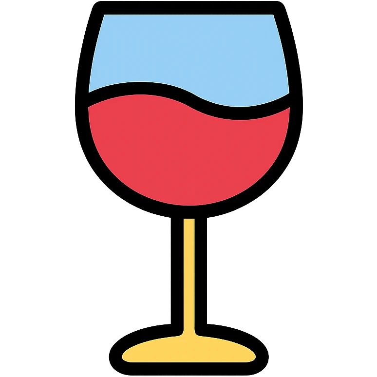 A wine glass in color icon style, simple and clear, suitable for an app icon, clean lines, vibrant colors, minimalistic background emoji