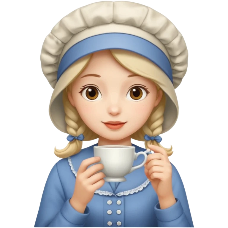 Girl with bonnet drinking tea  emoji