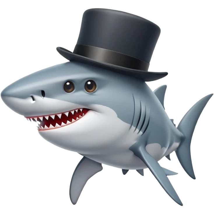 Shark with a top hat emoji