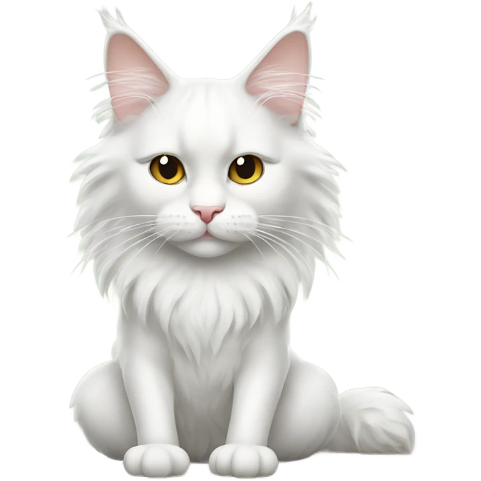 White Maine Coon Cat doing Yoga emoji