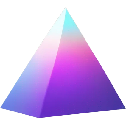 Design a sleek, minimalist 3D logo inspired by a prism. The logo should resemble a three-dimensional pyramid with clean, sharp edges. emoji