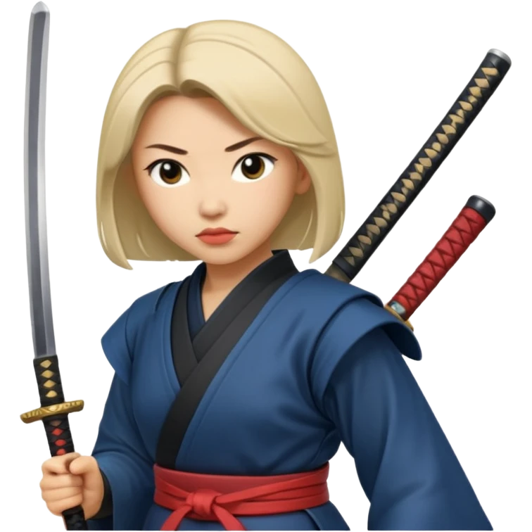 lady samurai holds katana, still pose. emoji