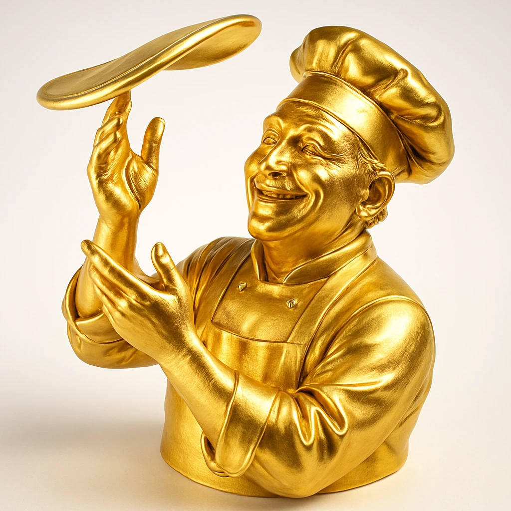 smiling Italian chef spinning pizza dough emoji