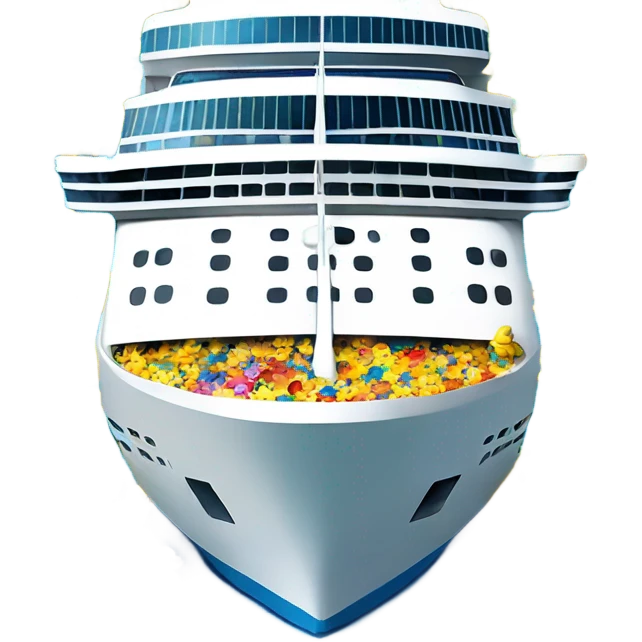 Cruise ship with rubber ducks emoji